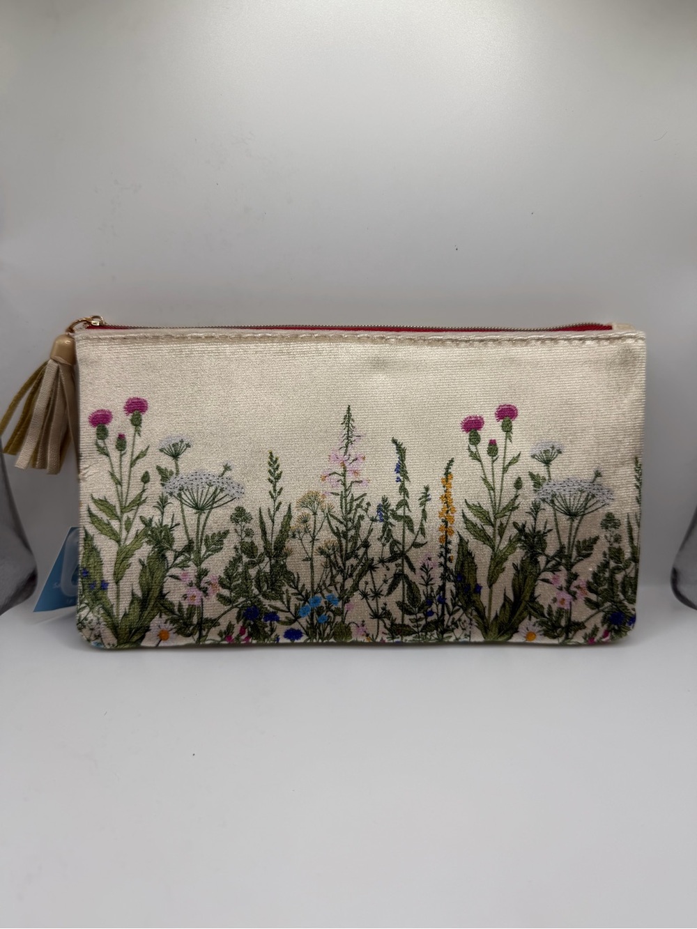 NWT Velvet Floral Accessory Bag by Artist's Loft - Zipper Closure